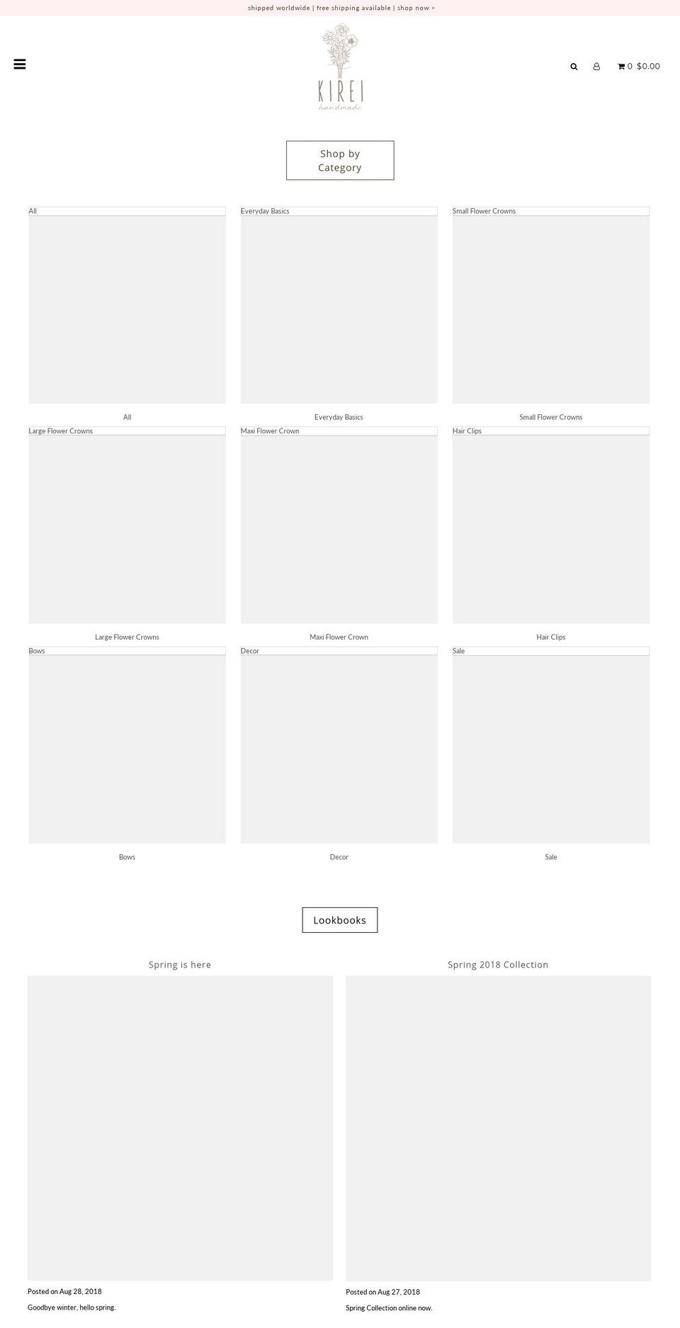 kireihandmade.com — Shopify storefront screenshot