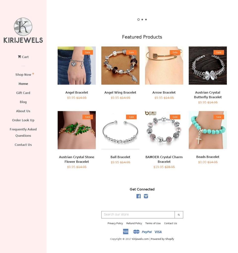 kirijewels.com shopify website screenshot