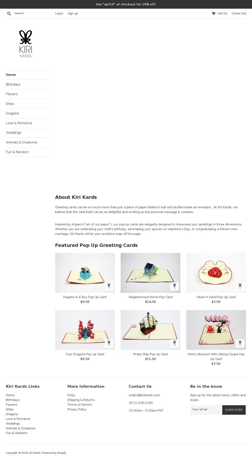 kirikards.com — Shopify storefront screenshot