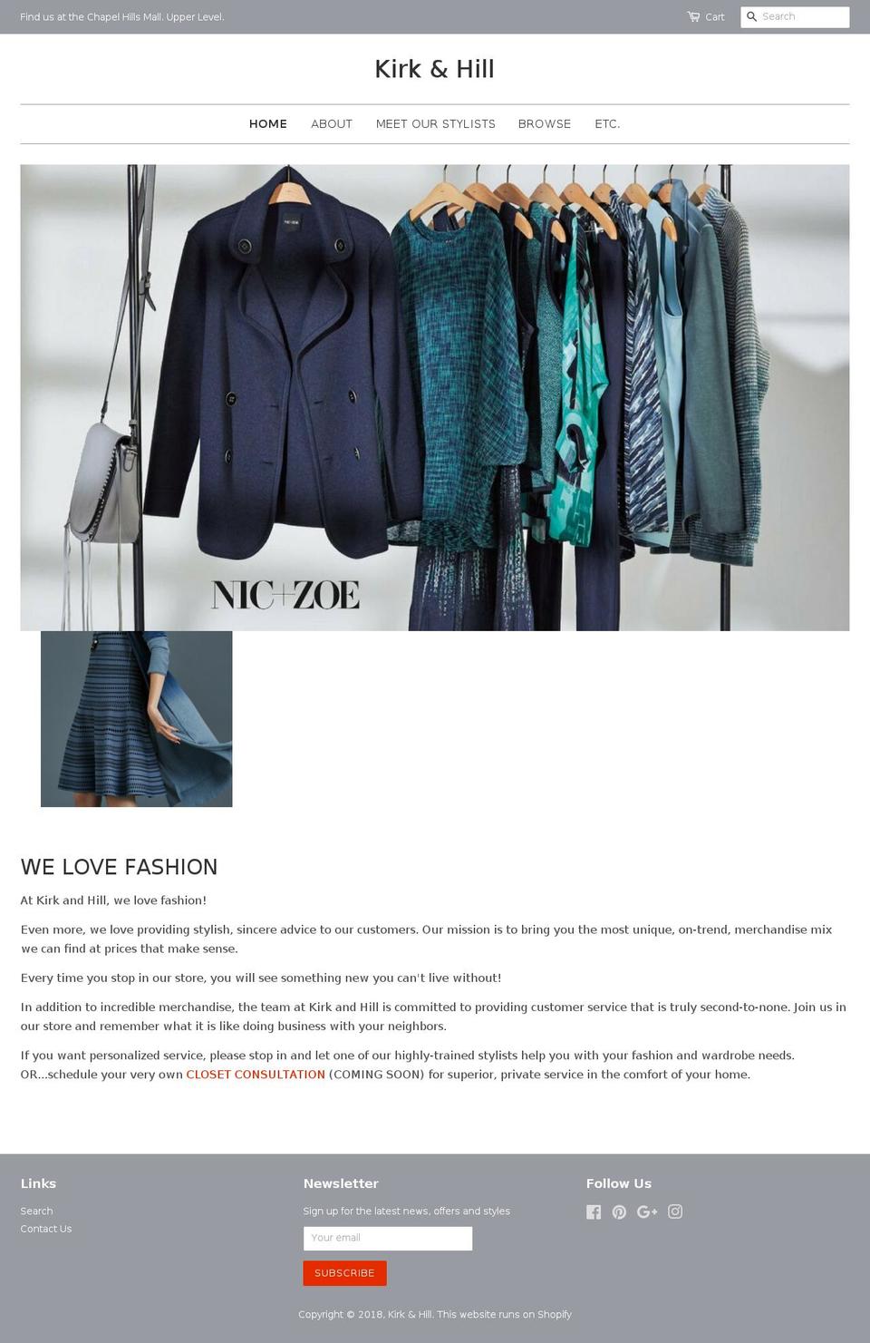 kirkandhill.com — Shopify storefront screenshot