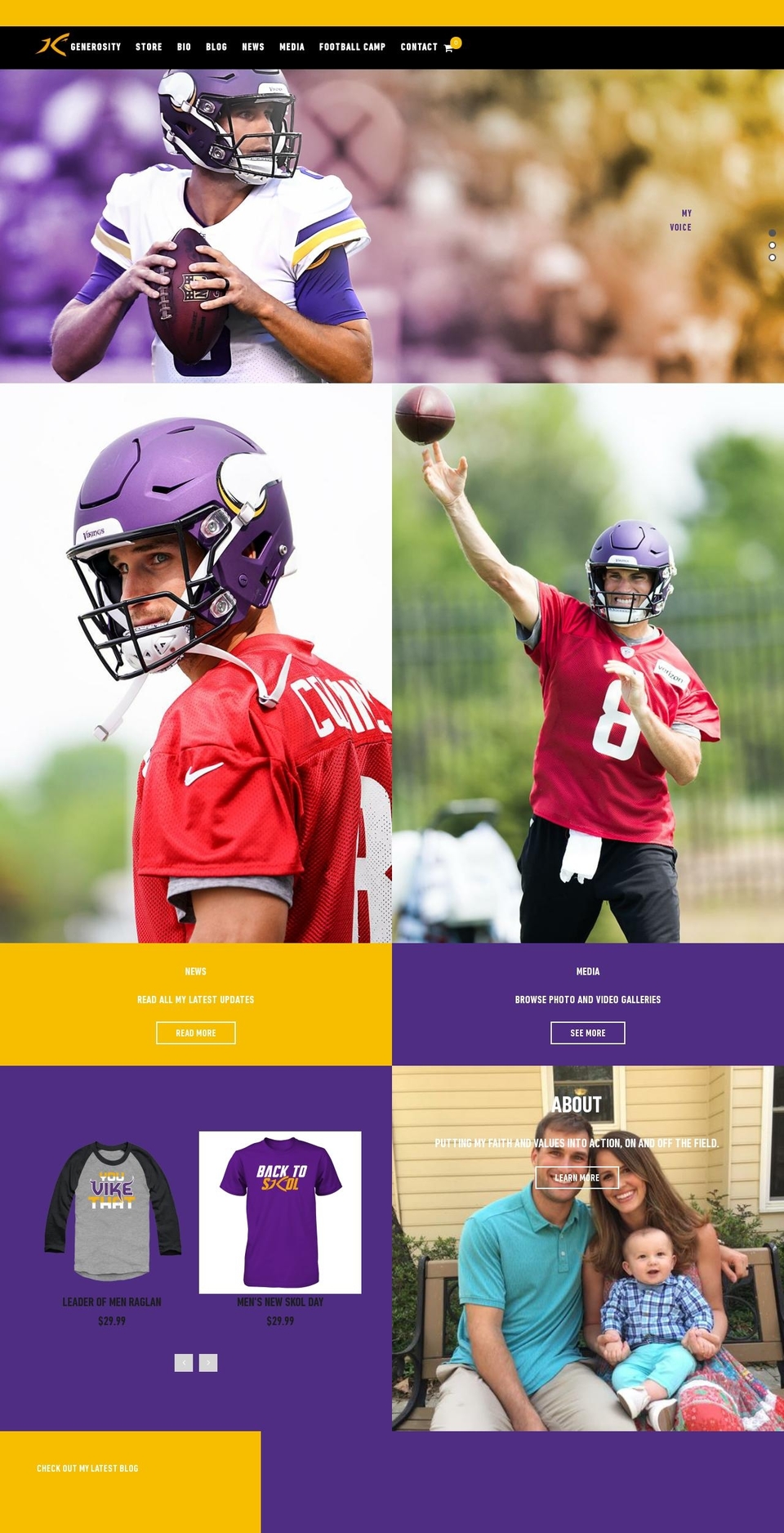 kirkcousins.org shopify website screenshot