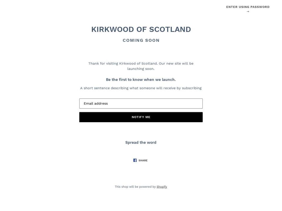 kirkwoodofscotland.co.uk shopify website screenshot