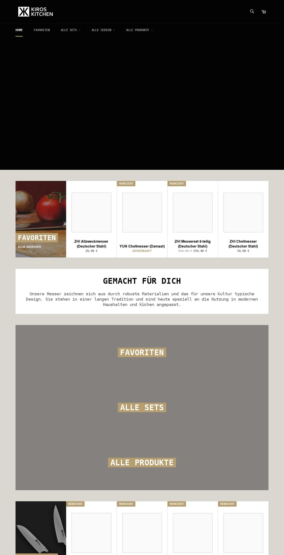 kiros.kitchen shopify website screenshot