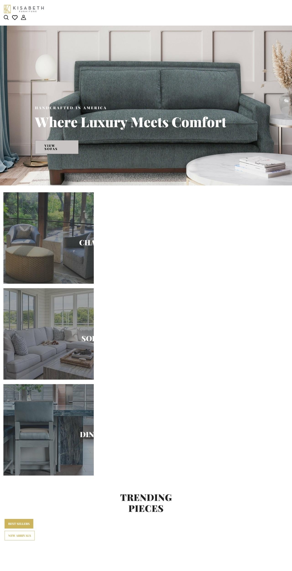 kisabethfurniture.com shopify website screenshot