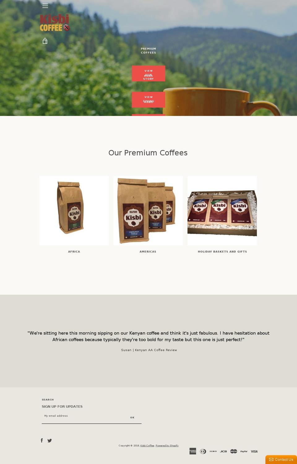 kisbicoffee.com — Shopify storefront screenshot