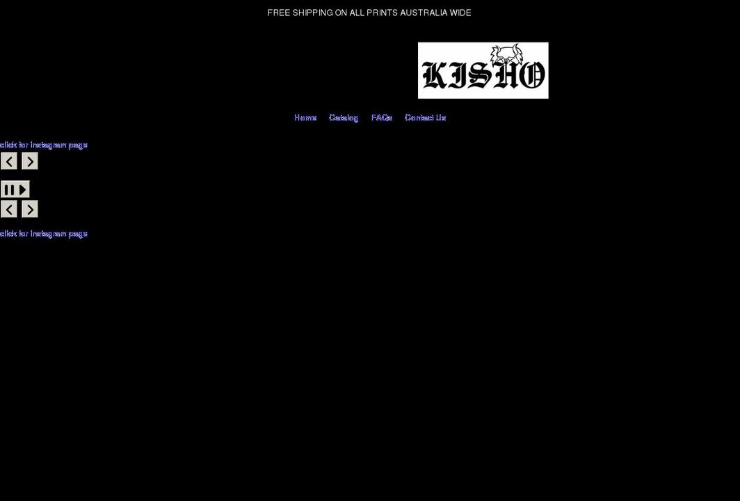 kishoarts.com shopify website screenshot