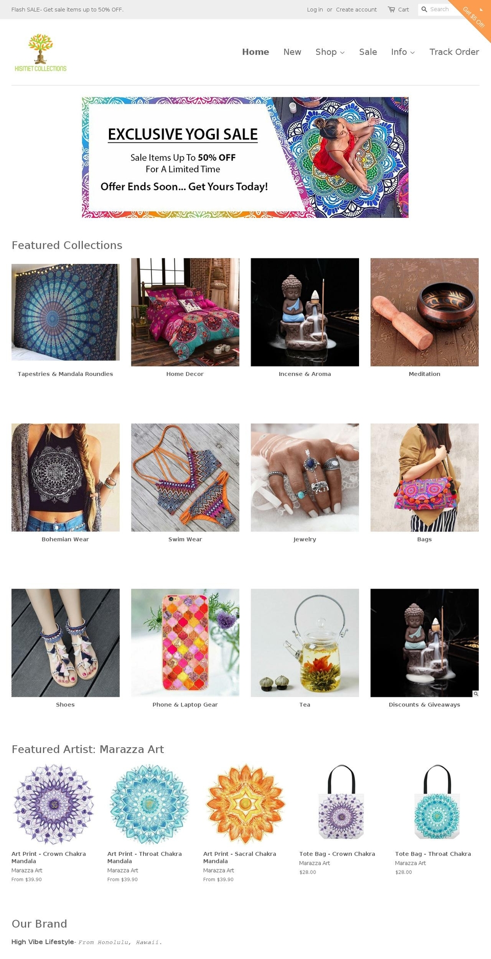 kismetcollections.com shopify website screenshot