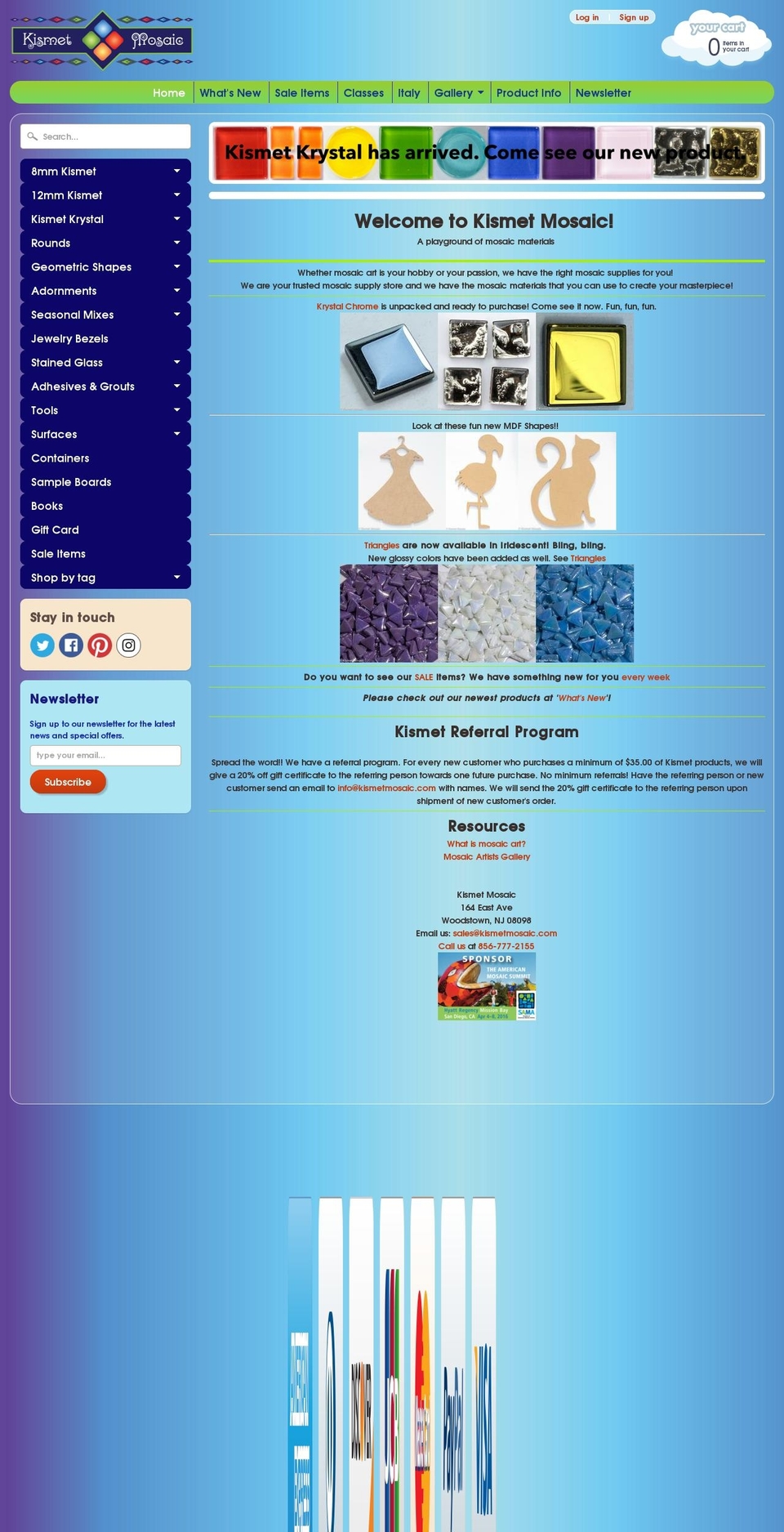 kismetmosaic.com shopify website screenshot