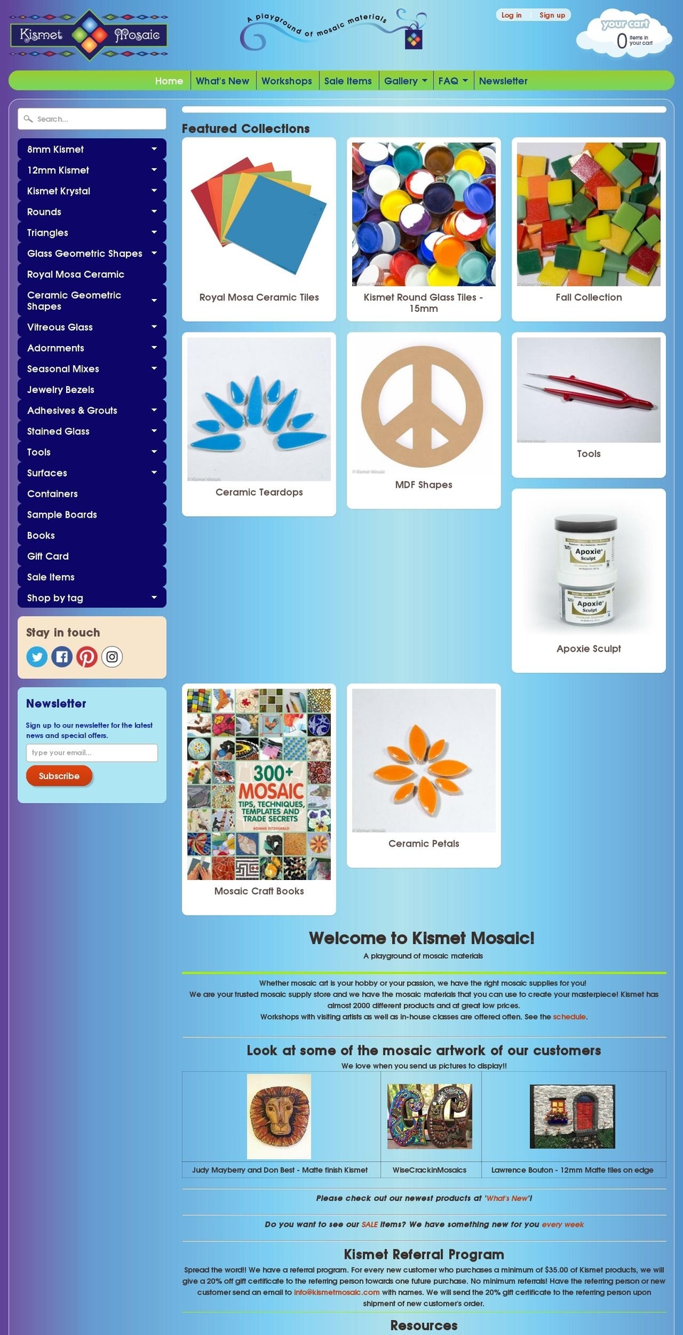 Copy of Sunrise Shopify theme site example kismetmosaics.com