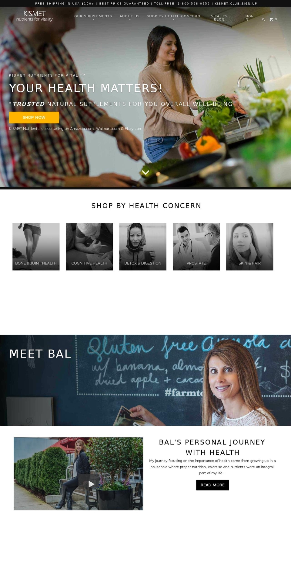 kismetnutrients.com shopify website screenshot
