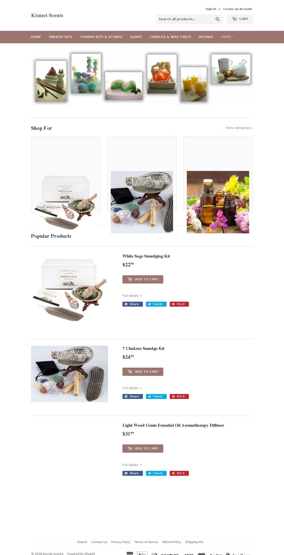 kismetscents.com — Shopify storefront screenshot