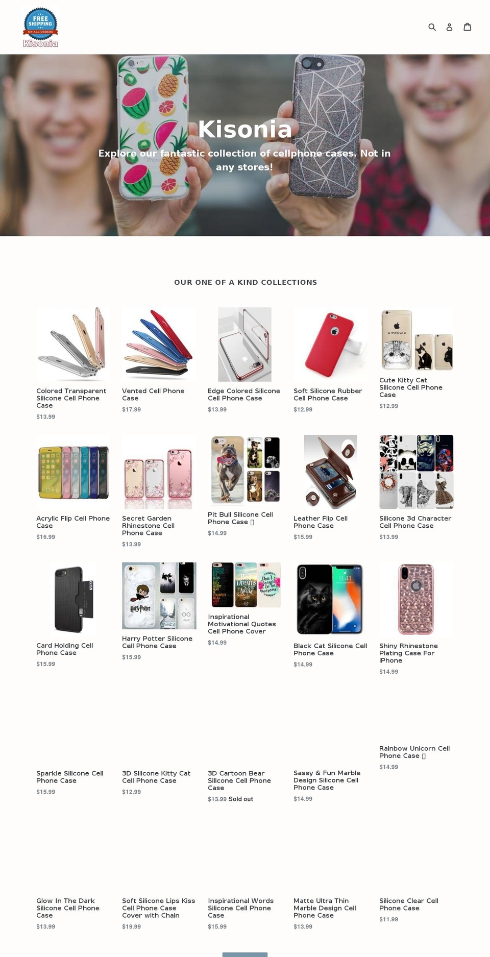 kisonia.com — Shopify storefront screenshot