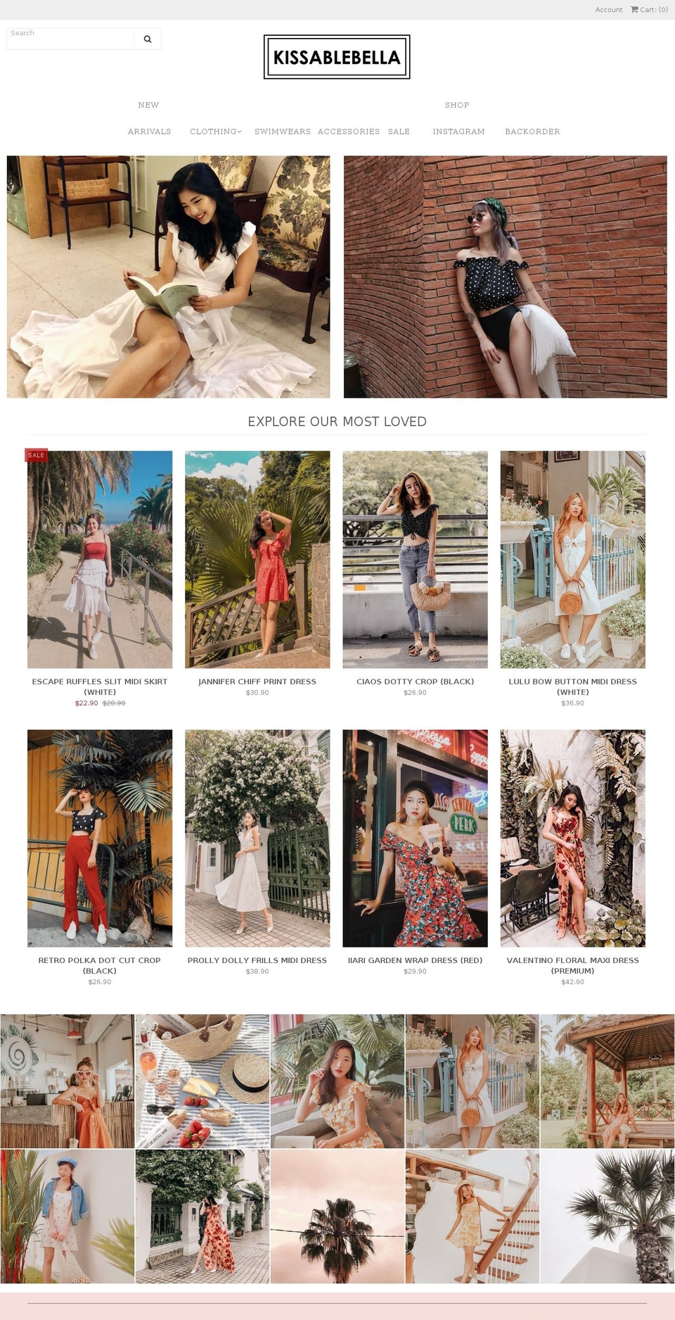 kissablebella.com — Shopify storefront screenshot