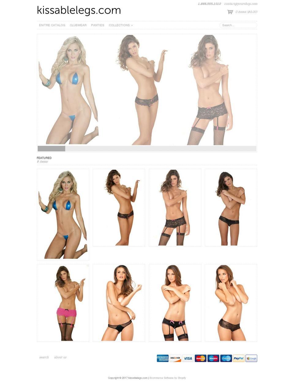 kissablelegs.com shopify website screenshot