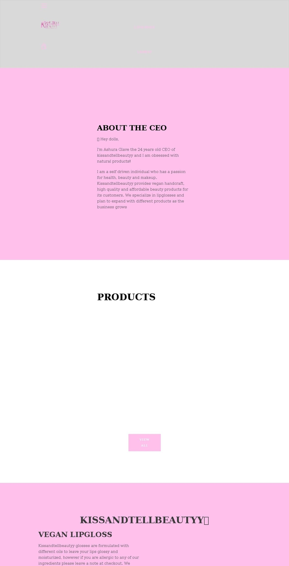 kissandtellbeautyy.com shopify website screenshot