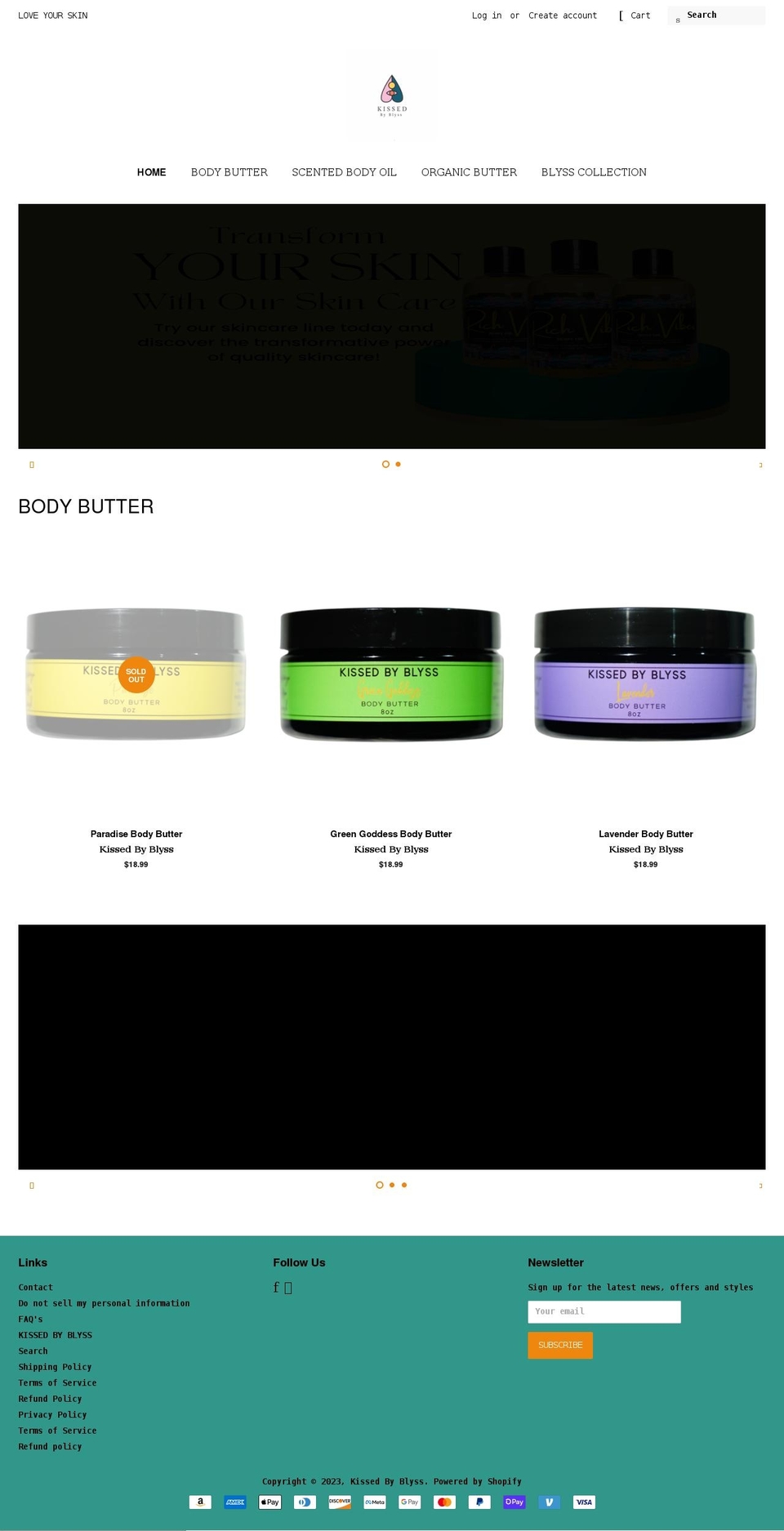 kissedbyblyss.com shopify website screenshot