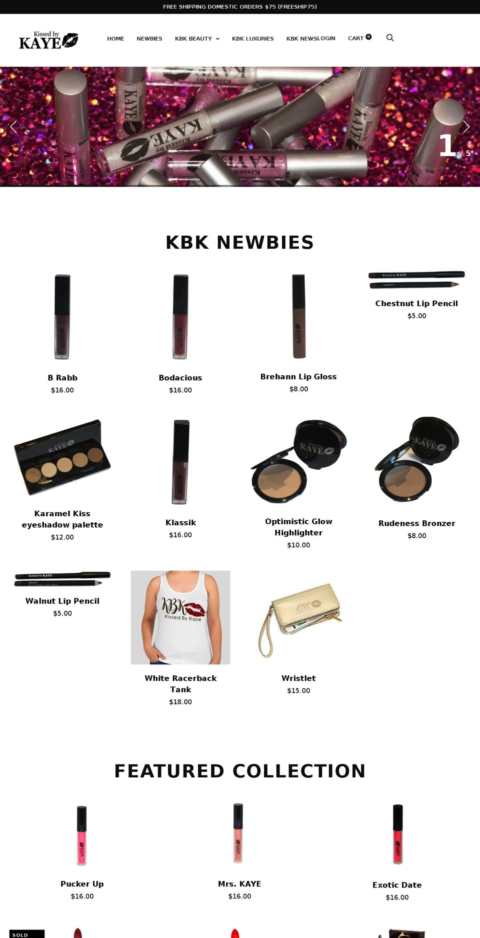 kissedbykaye.com shopify website screenshot