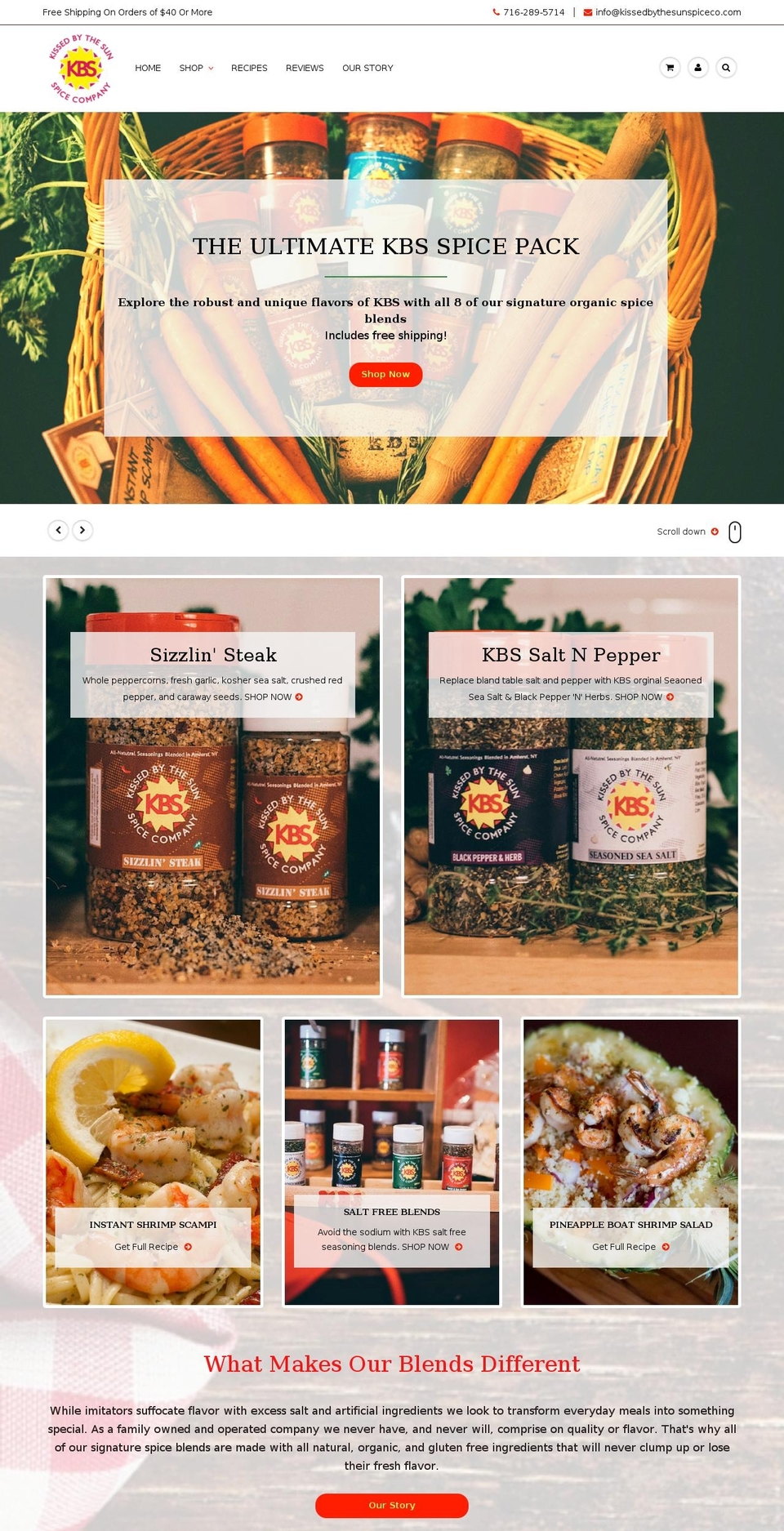 kissedbythesunspiceco.com shopify website screenshot