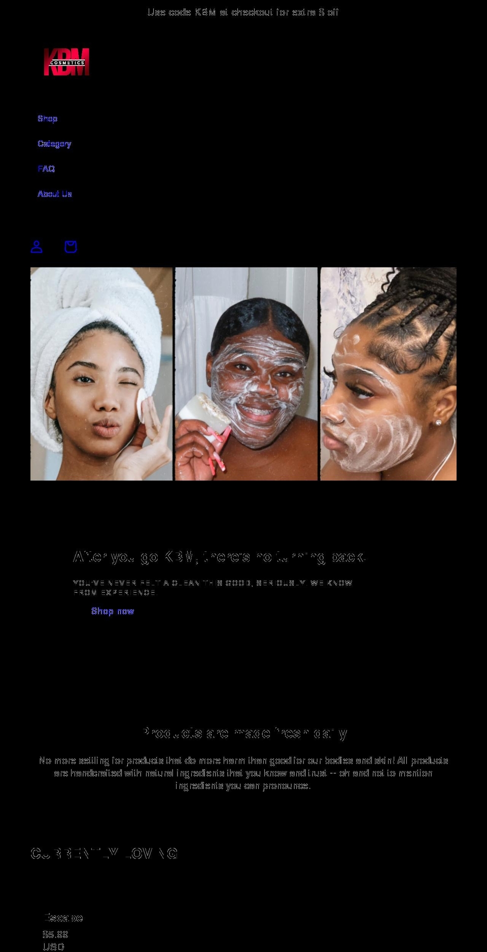 kissesbym.com shopify website screenshot