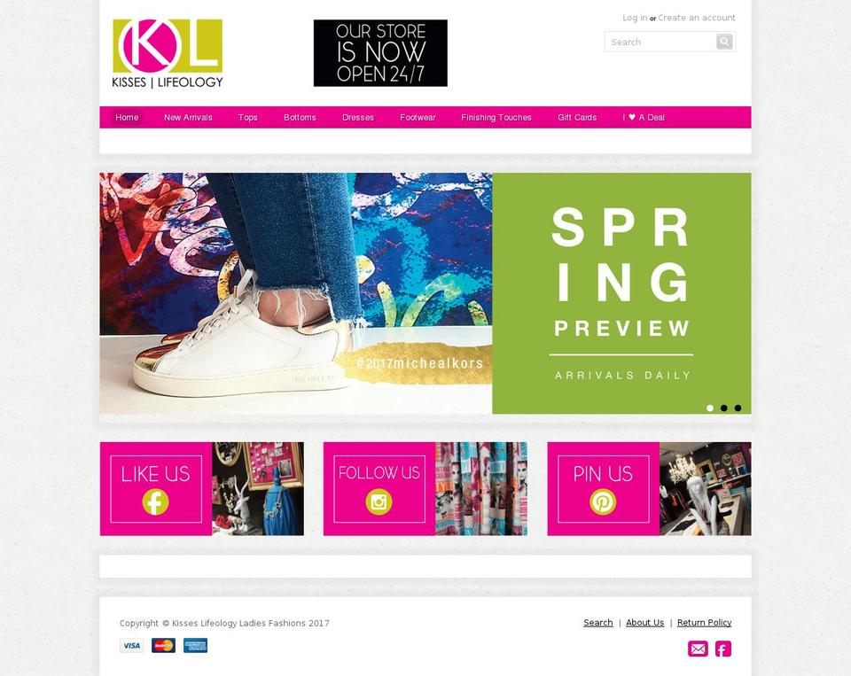 kisseslifeologyshop.com shopify website screenshot