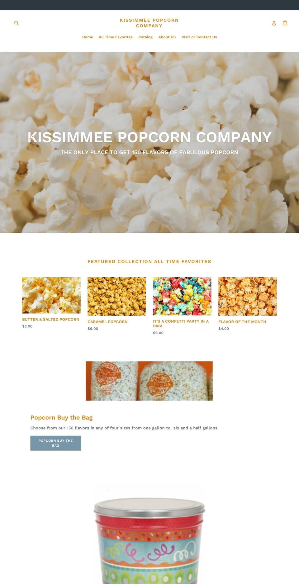 kissimmeepopcorn.com shopify website screenshot