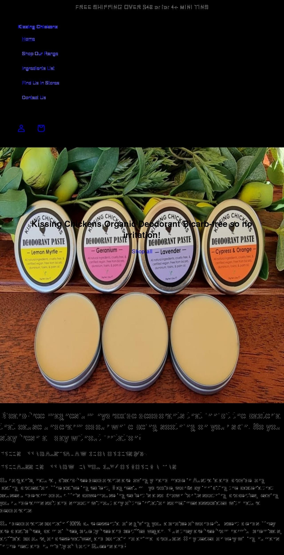kissingchickens.com.au shopify website screenshot