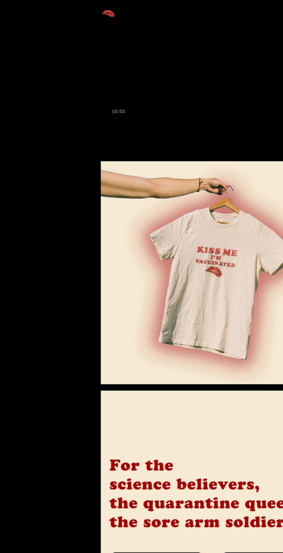 kissmeimvaccinated.co shopify website screenshot