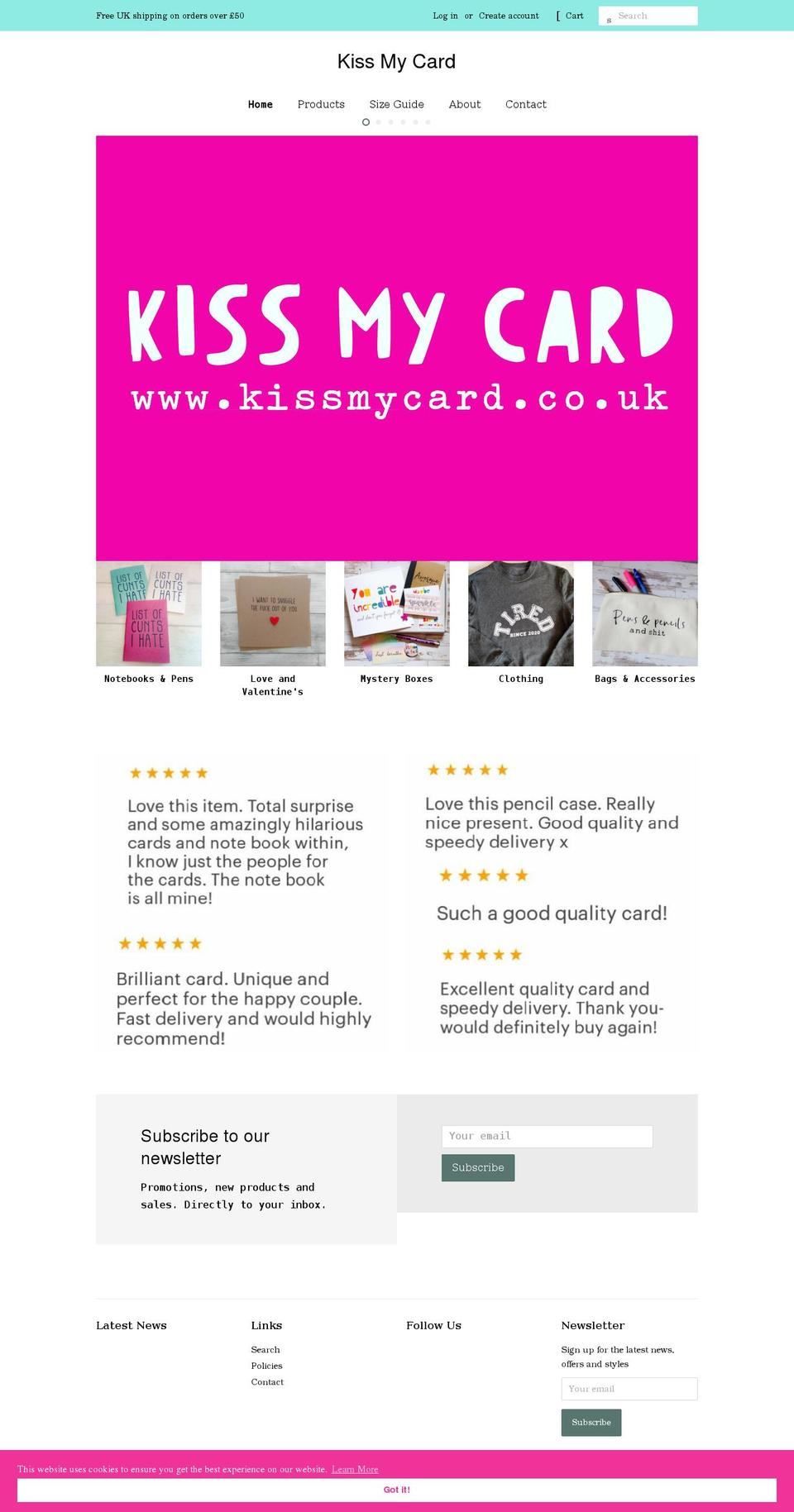 kissmycard.co.uk shopify website screenshot