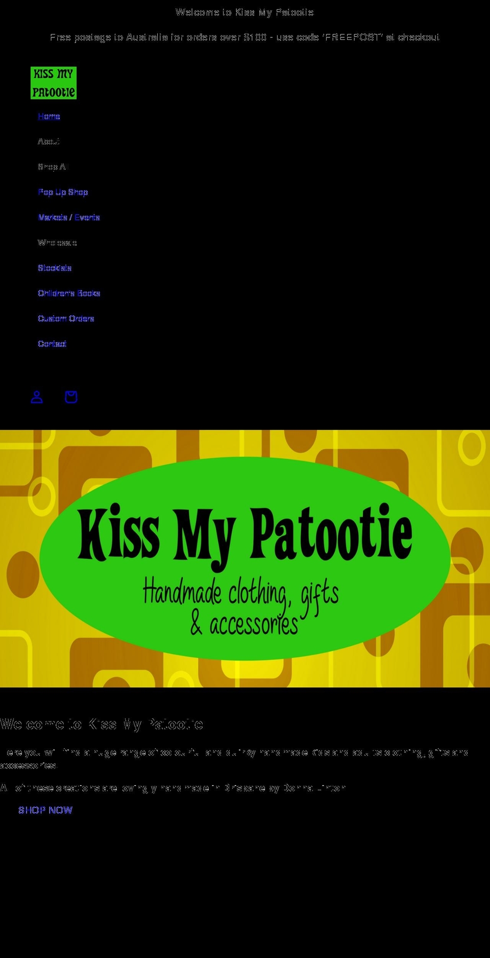 kissmypatootie.com.au shopify website screenshot