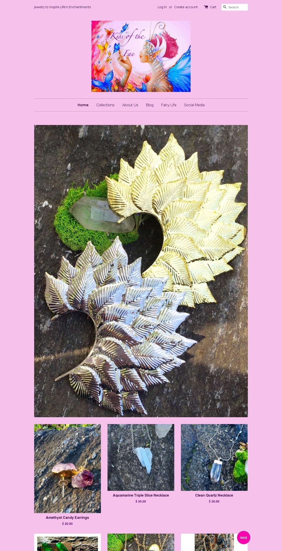 kissofthefae.com shopify website screenshot