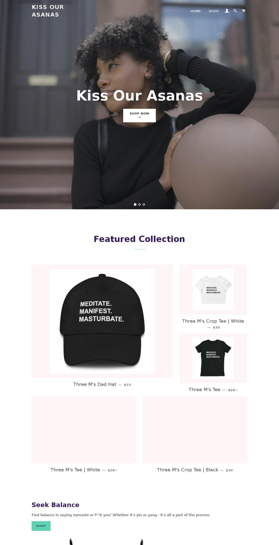 kissourasanas.com — Shopify storefront screenshot