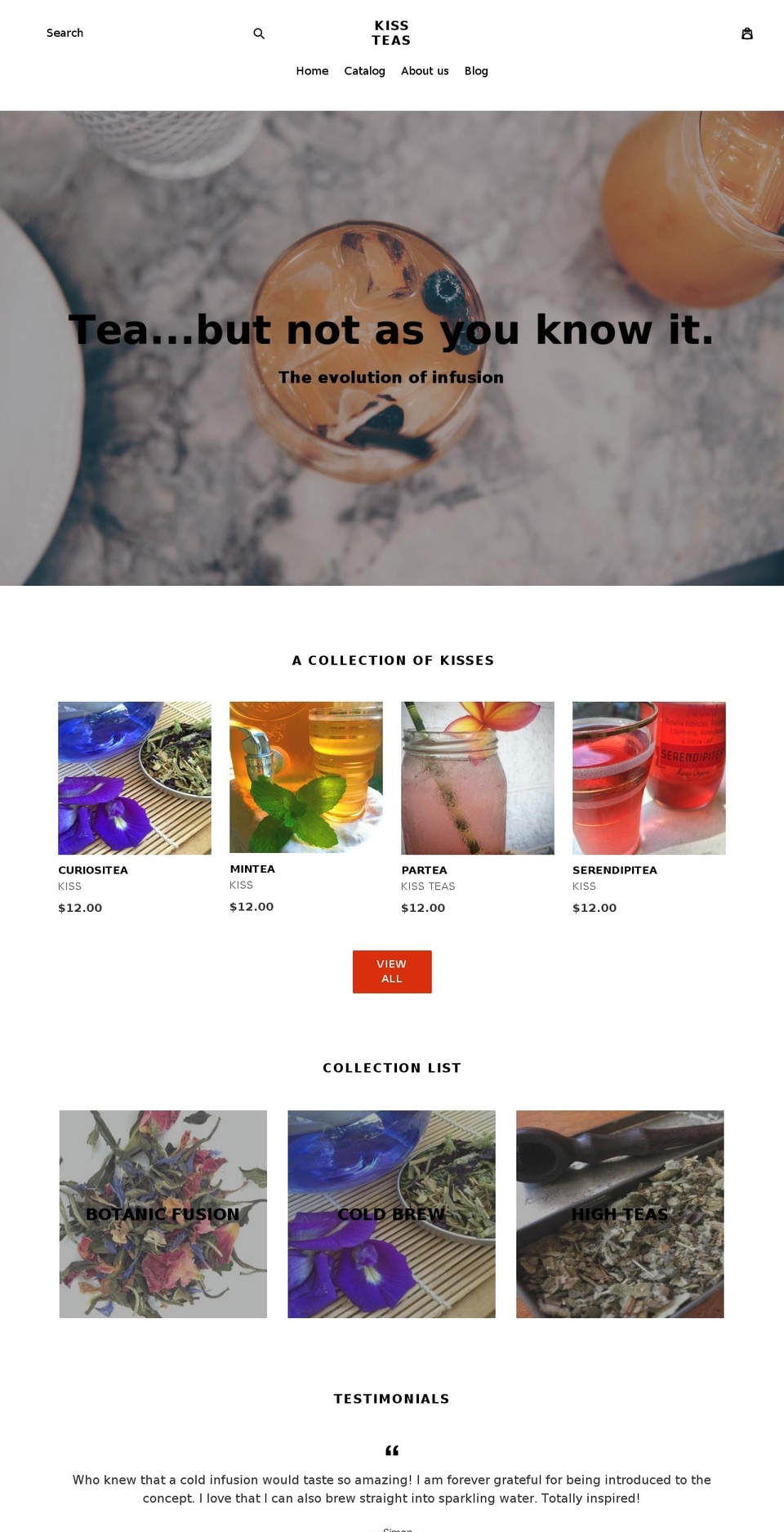 kissteas.com shopify website screenshot