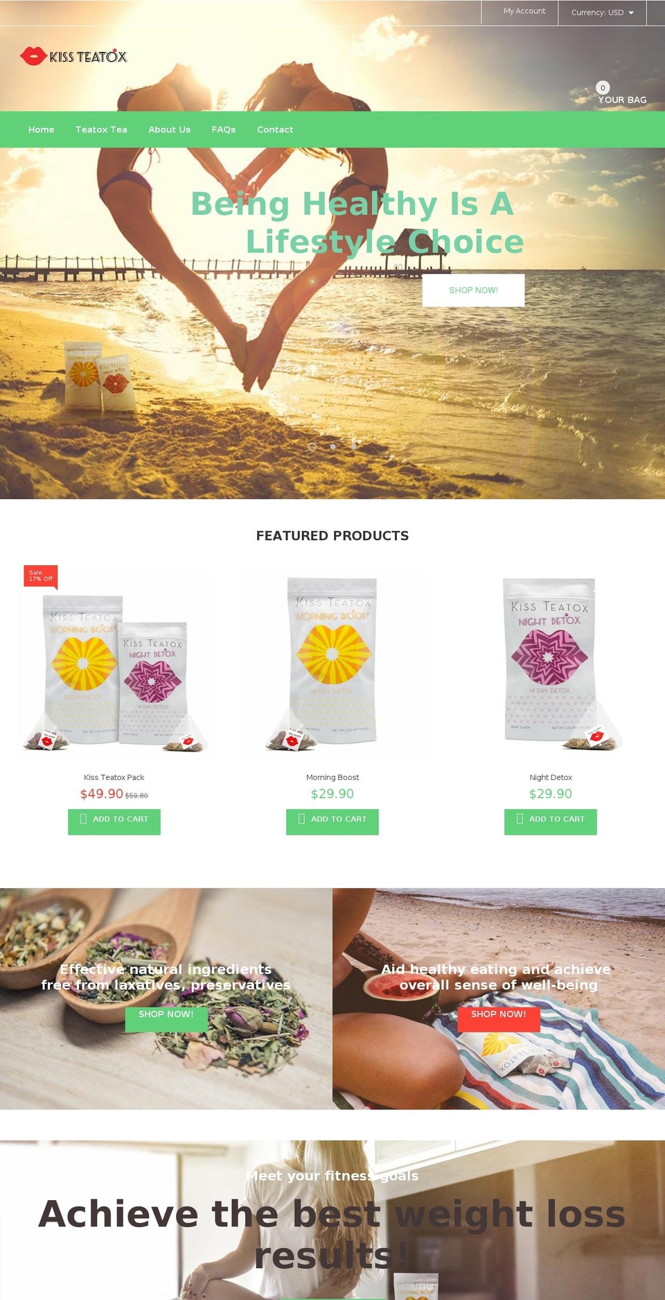 kissteatox.com — Shopify storefront screenshot