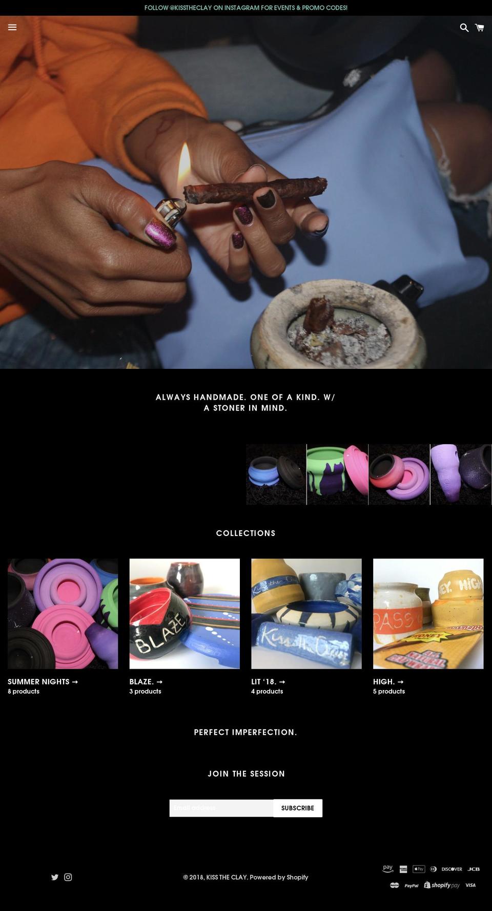 kisstheclay.com — Shopify storefront screenshot
