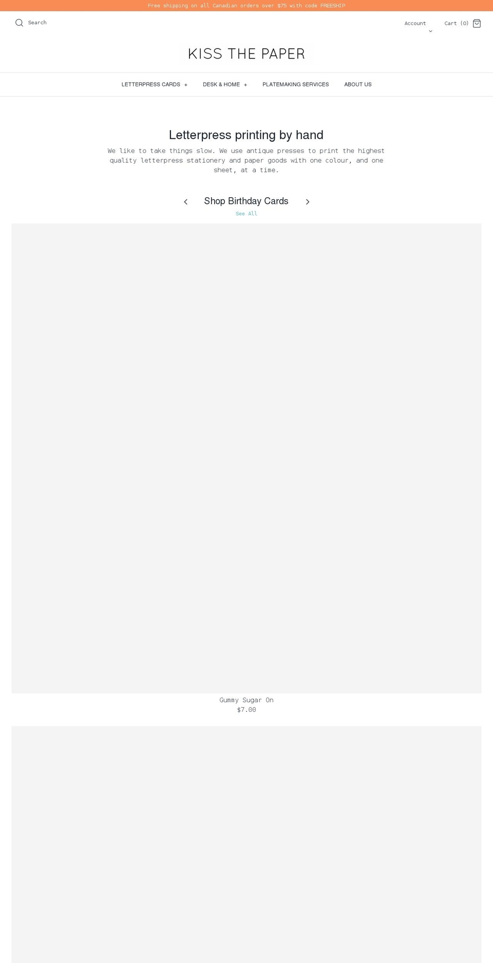 kissthepaper.ca shopify website screenshot