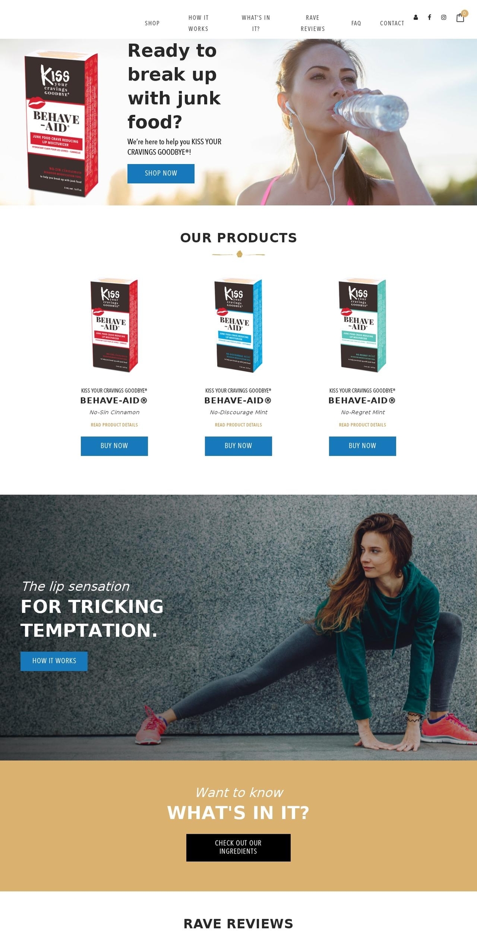 kissyourcravingsgoodbye.com shopify website screenshot
