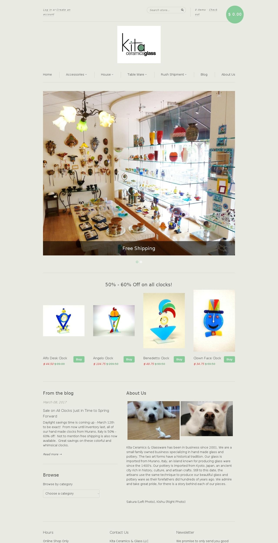 kitaceramicsglass.com shopify website screenshot