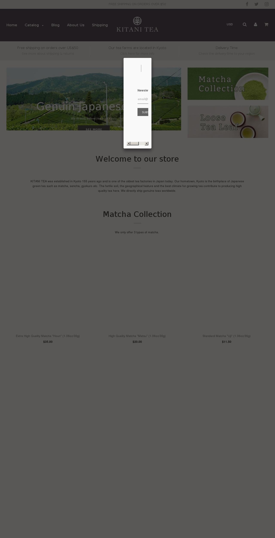 kitanitea.com — Shopify storefront screenshot