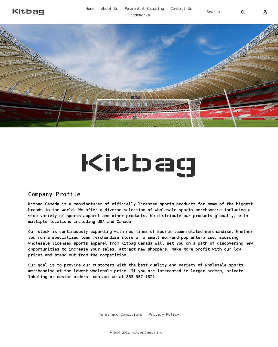 kitbagcanada.com shopify website screenshot