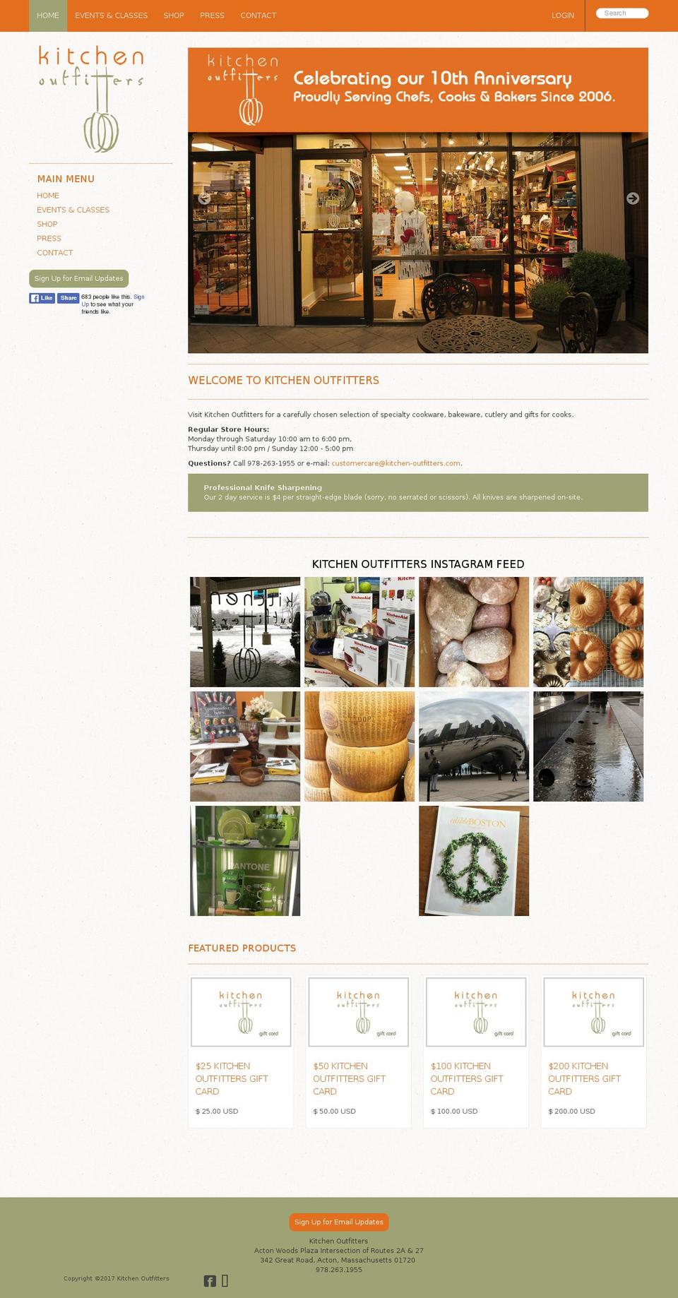 Emerge Shopify theme site example kitchen-outfitters.com