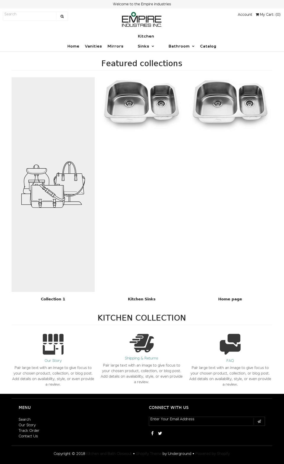 kitchenandbathcloseout.com — Shopify storefront screenshot