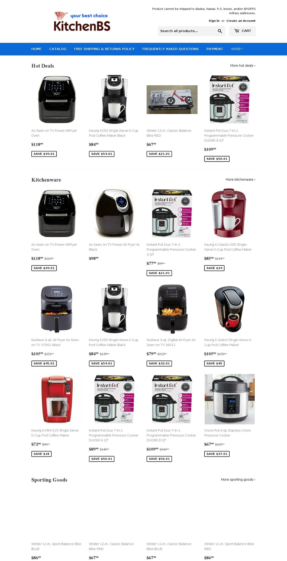 kitchenbs.com — Shopify storefront screenshot