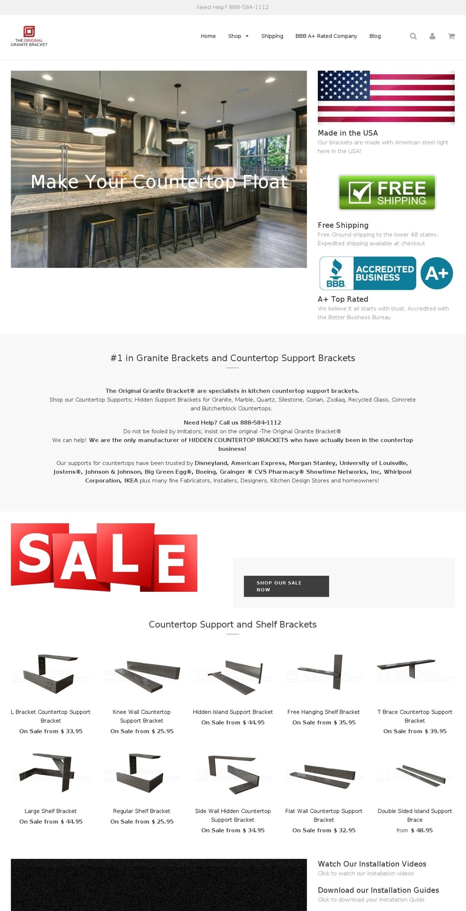 kitchencountertopsupport.com shopify website screenshot