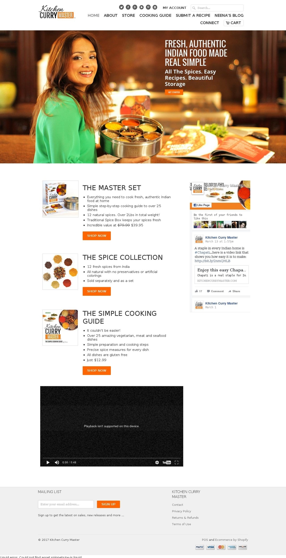 kitchencurry.com shopify website screenshot