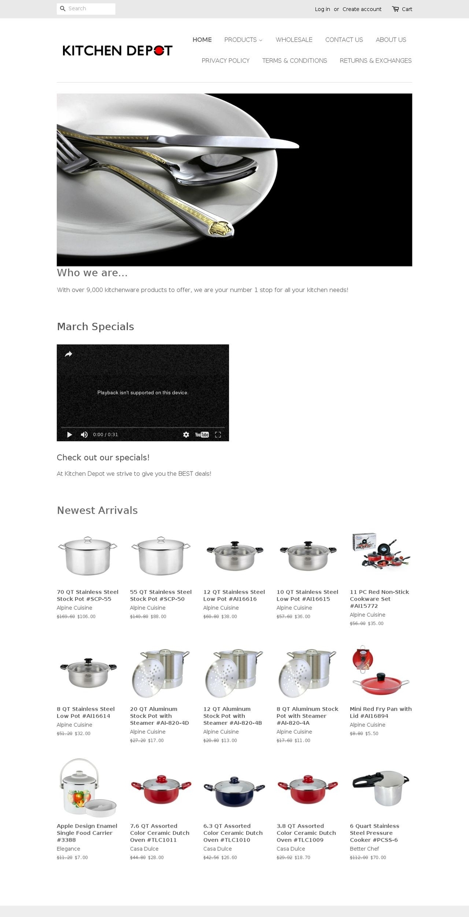 kitchendepot1.com shopify website screenshot