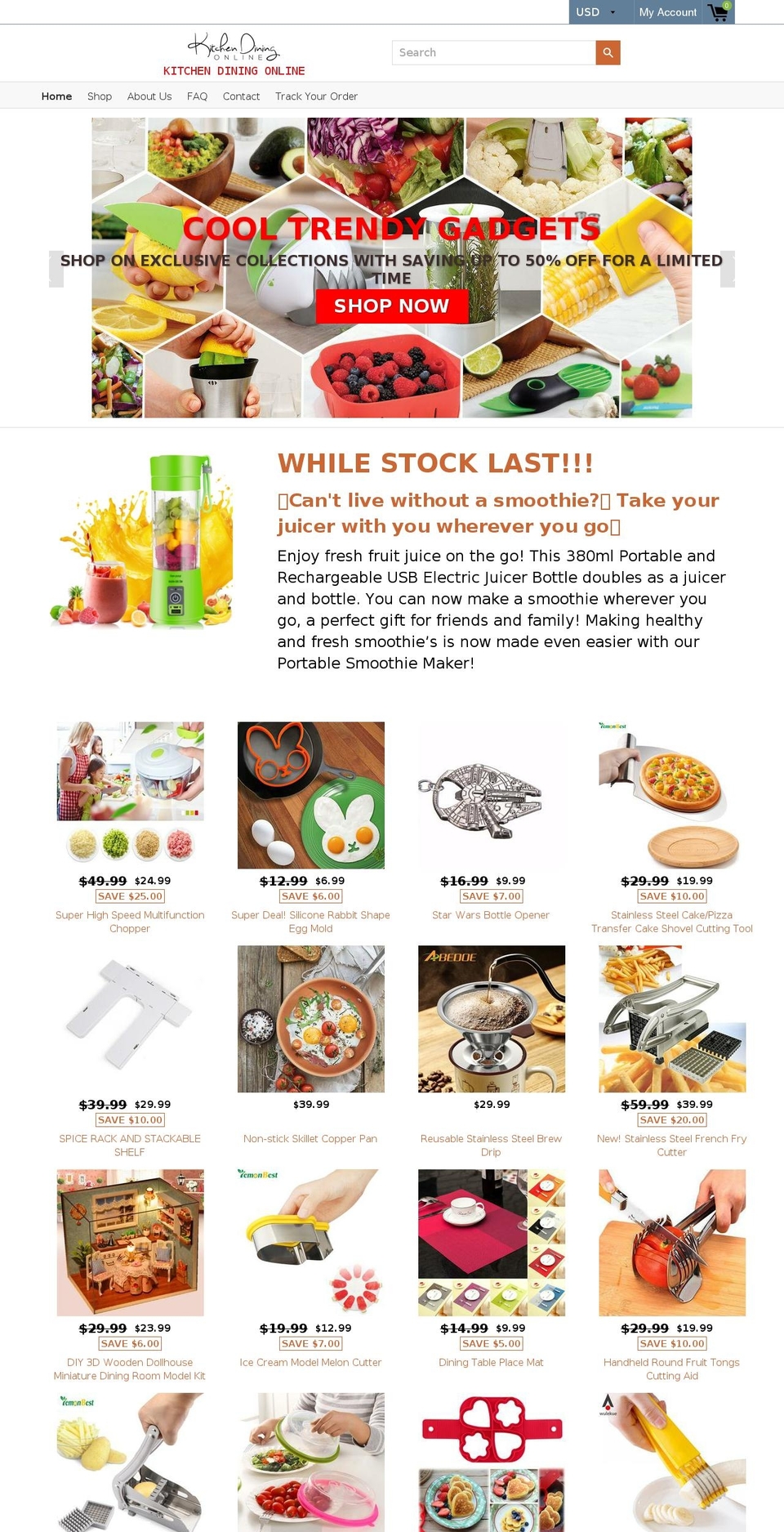 kitchendiningonline.com — Shopify storefront screenshot