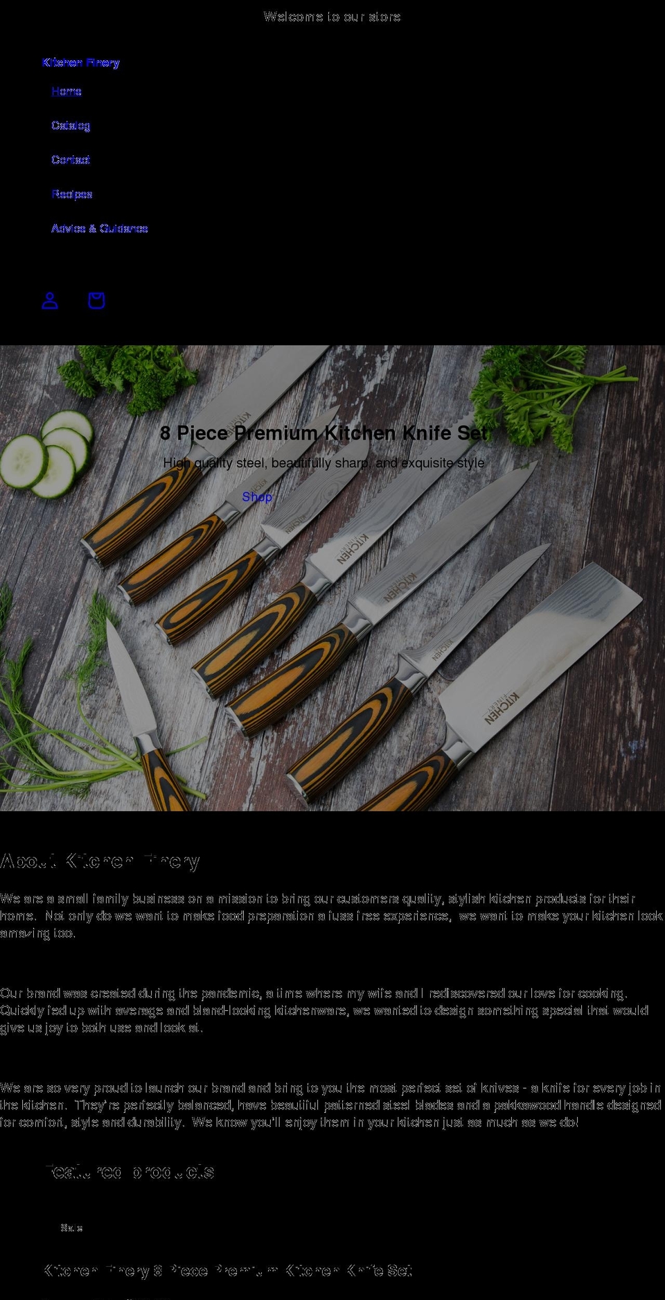 kitchenfinery.com shopify website screenshot