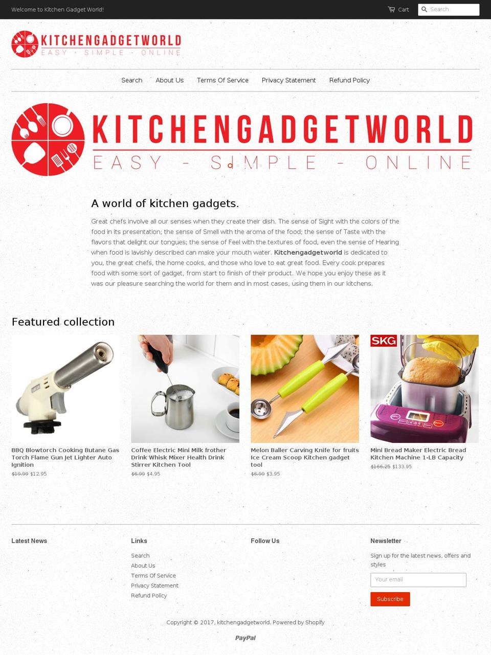 kitchengadgetworld.com shopify website screenshot