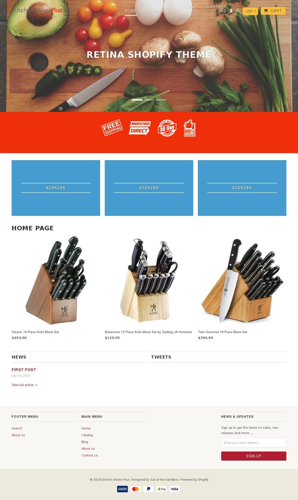 kitchenknivesplus.com — Shopify storefront screenshot