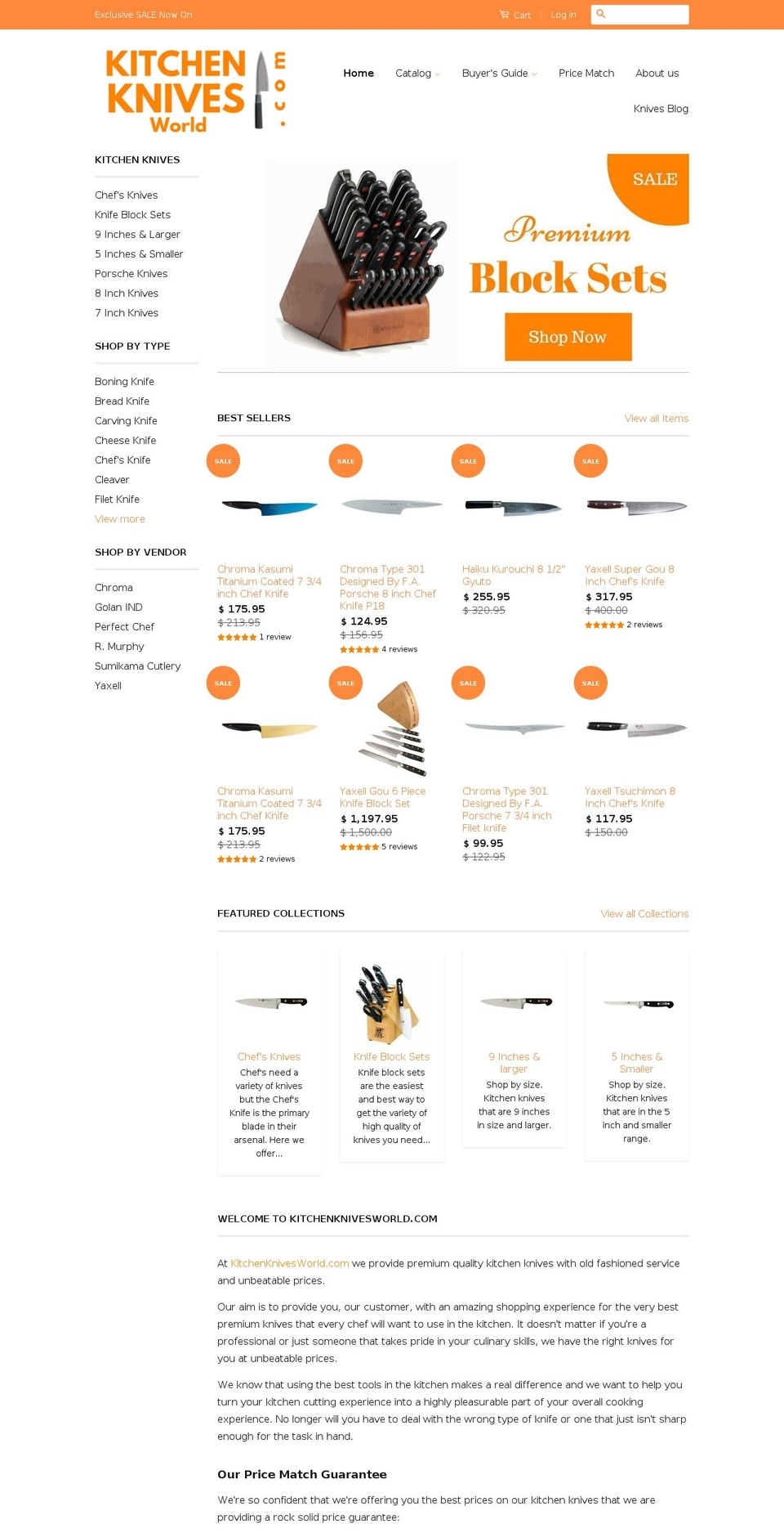 kitchenknivesworld.com — Shopify storefront screenshot
